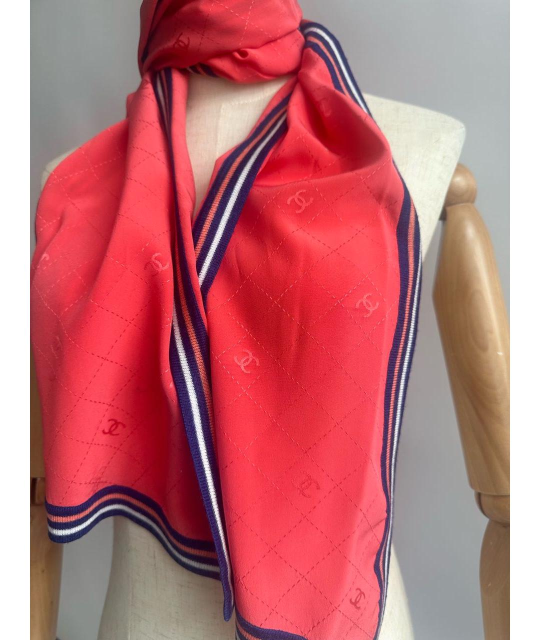 CHANEL PRE-OWNED Красный шелковый платок, фото 7