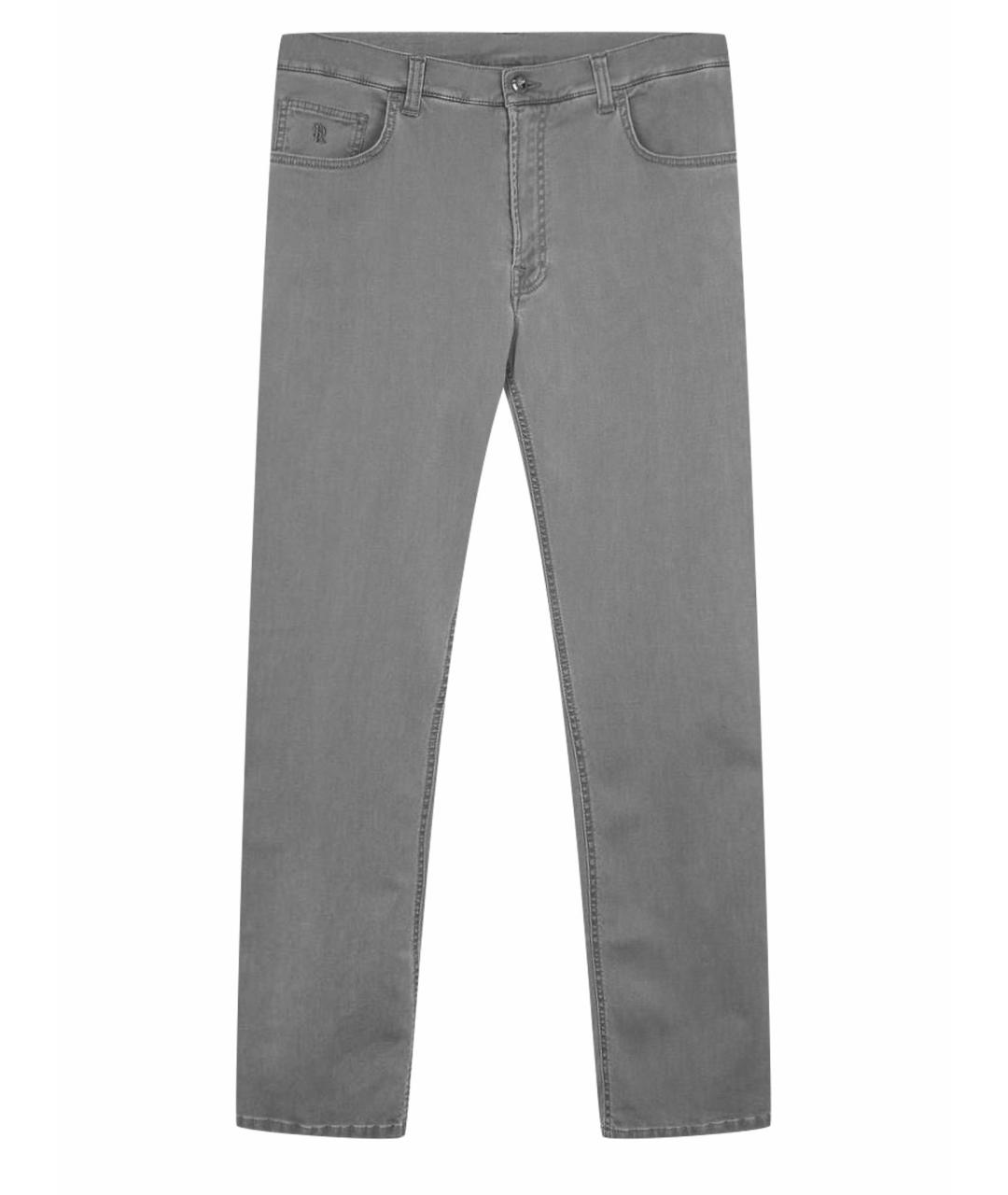 STEFANO RICCI Серые хлопко-лиоцелловые прямые джинсы, фото 1