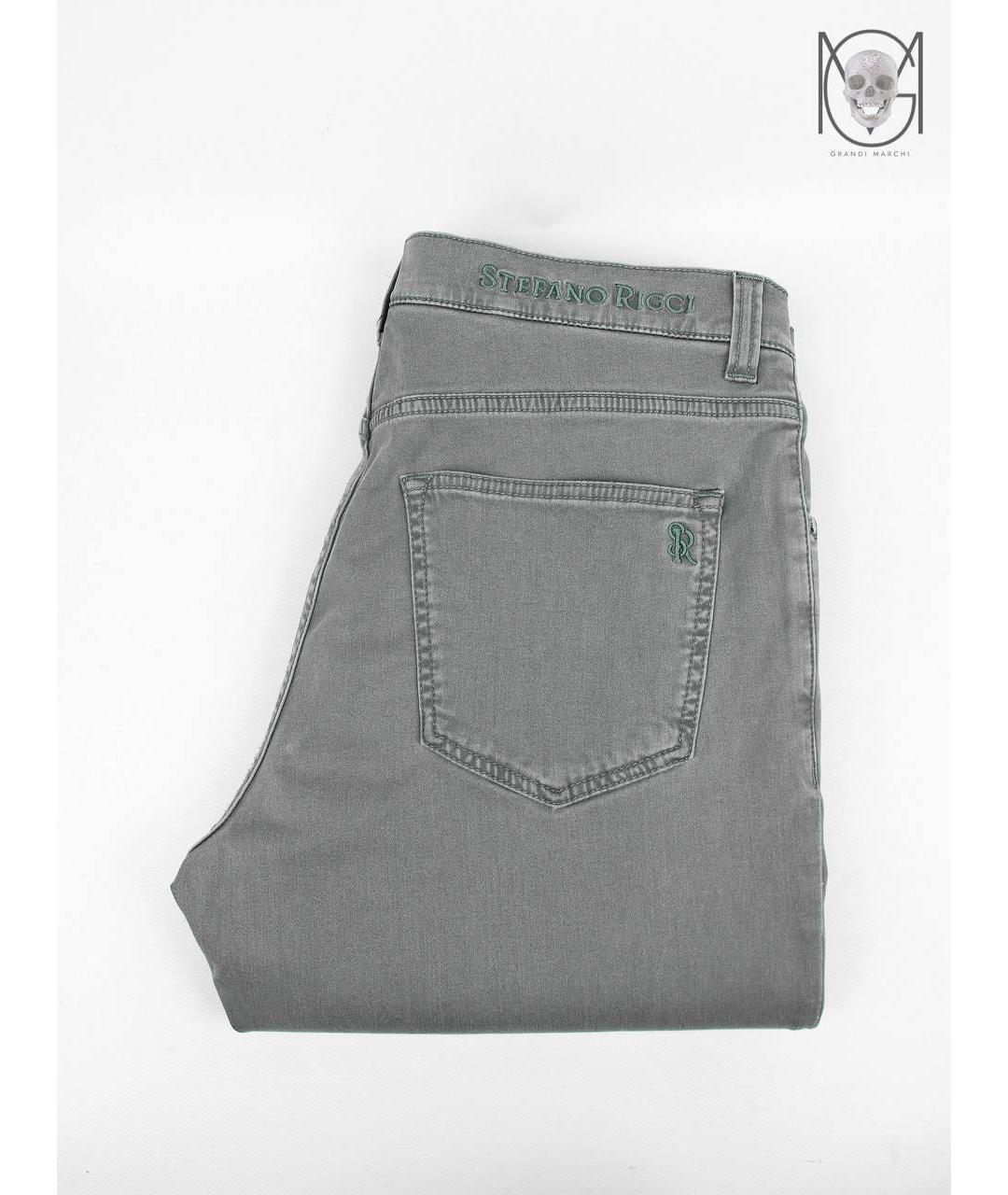 STEFANO RICCI Серые хлопко-лиоцелловые прямые джинсы, фото 4