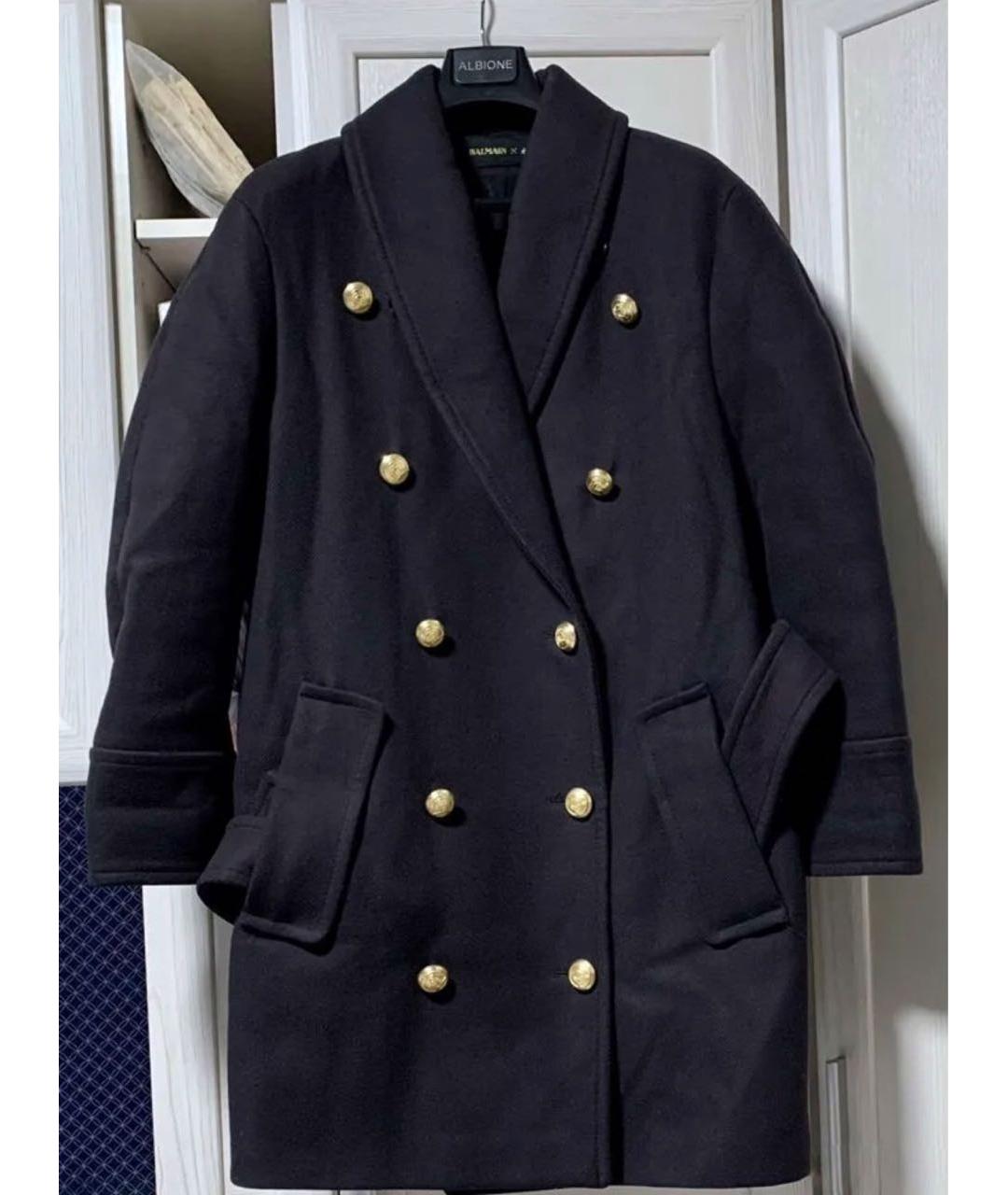 BALMAIN Черное шерстяное пальто, фото 2