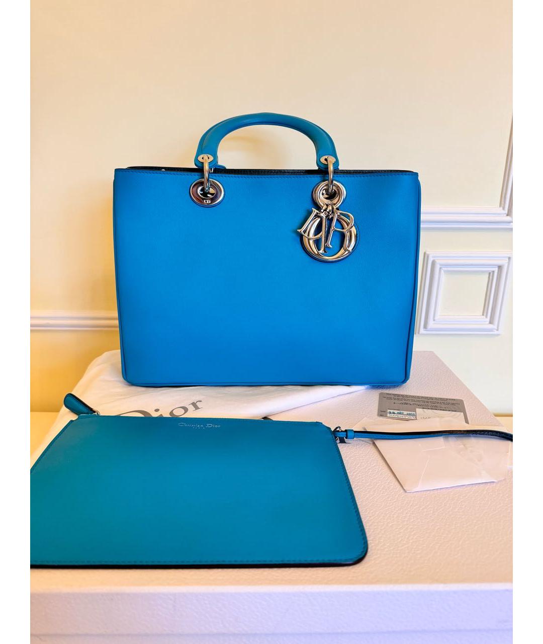 CHRISTIAN DIOR PRE-OWNED Синяя кожаная сумка с короткими ручками, фото 6