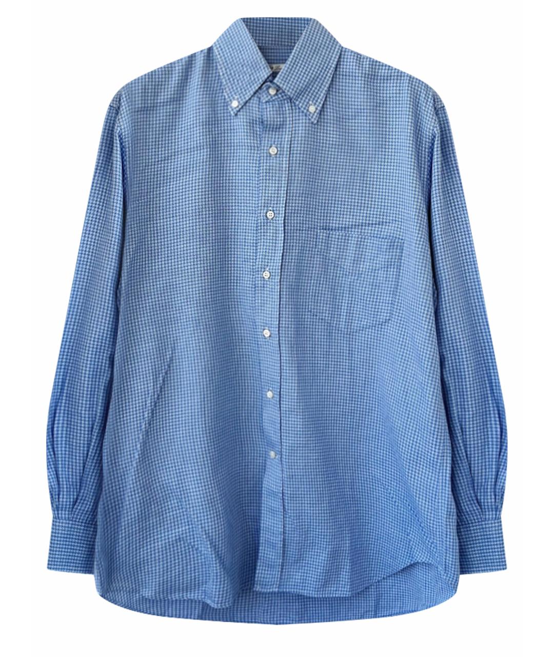 LORO PIANA Голубая хлопковая классическая рубашка, фото 1