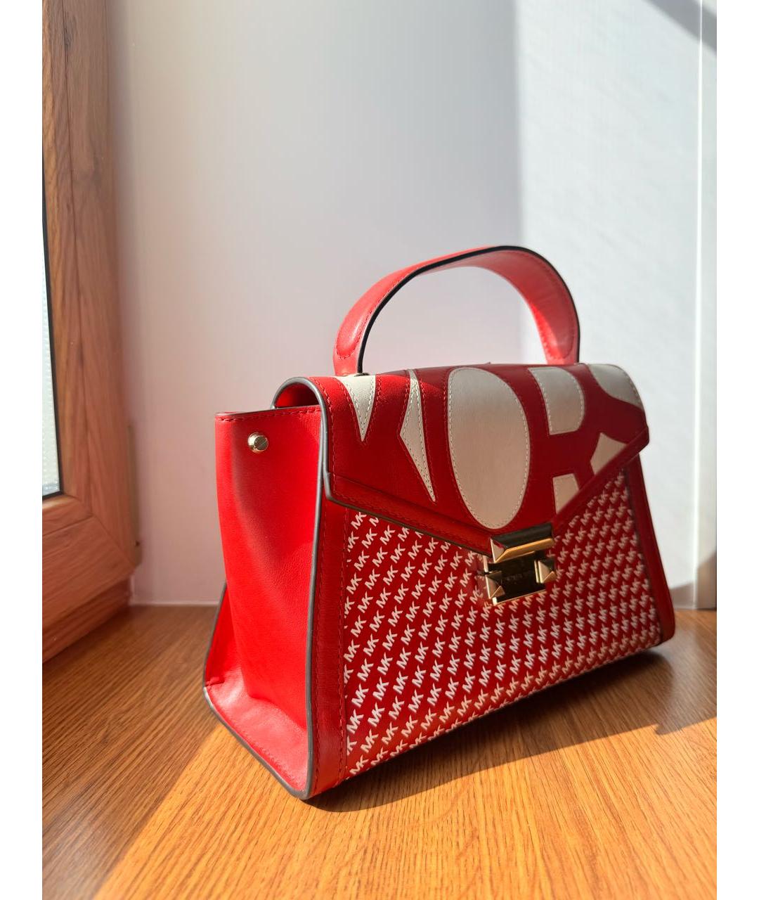 MICHAEL KORS Красная кожаная сумка с короткими ручками, фото 2