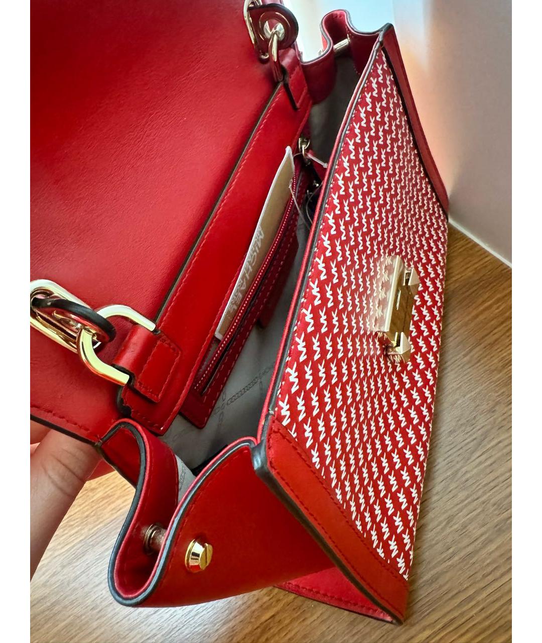 MICHAEL KORS Красная кожаная сумка с короткими ручками, фото 4