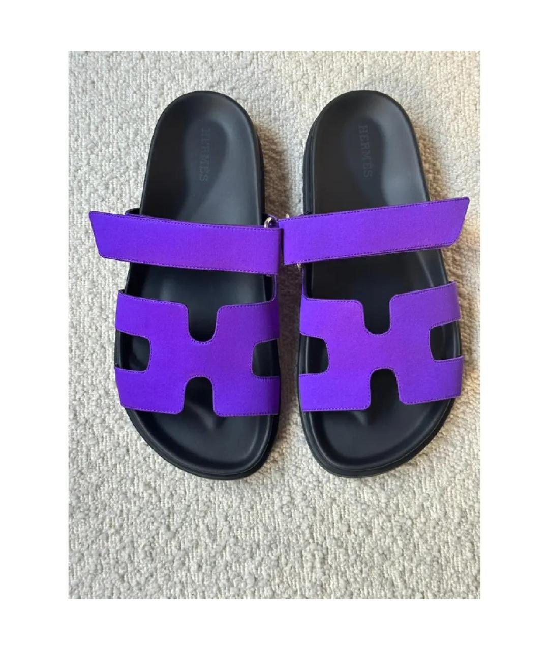 HERMES PRE-OWNED Фиолетовые текстильные сандалии, фото 2