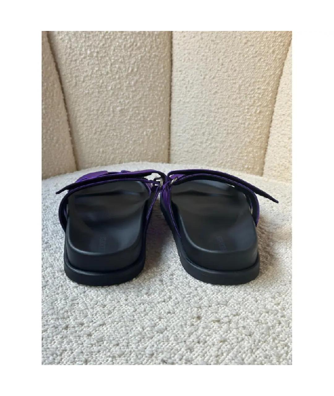 HERMES Фиолетовые текстильные сандалии, фото 5