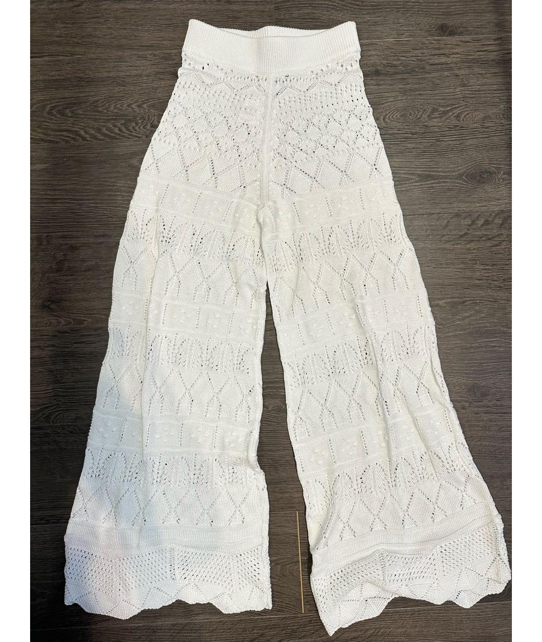 ERES Белые хлопко-эластановые прямые брюки, фото 7