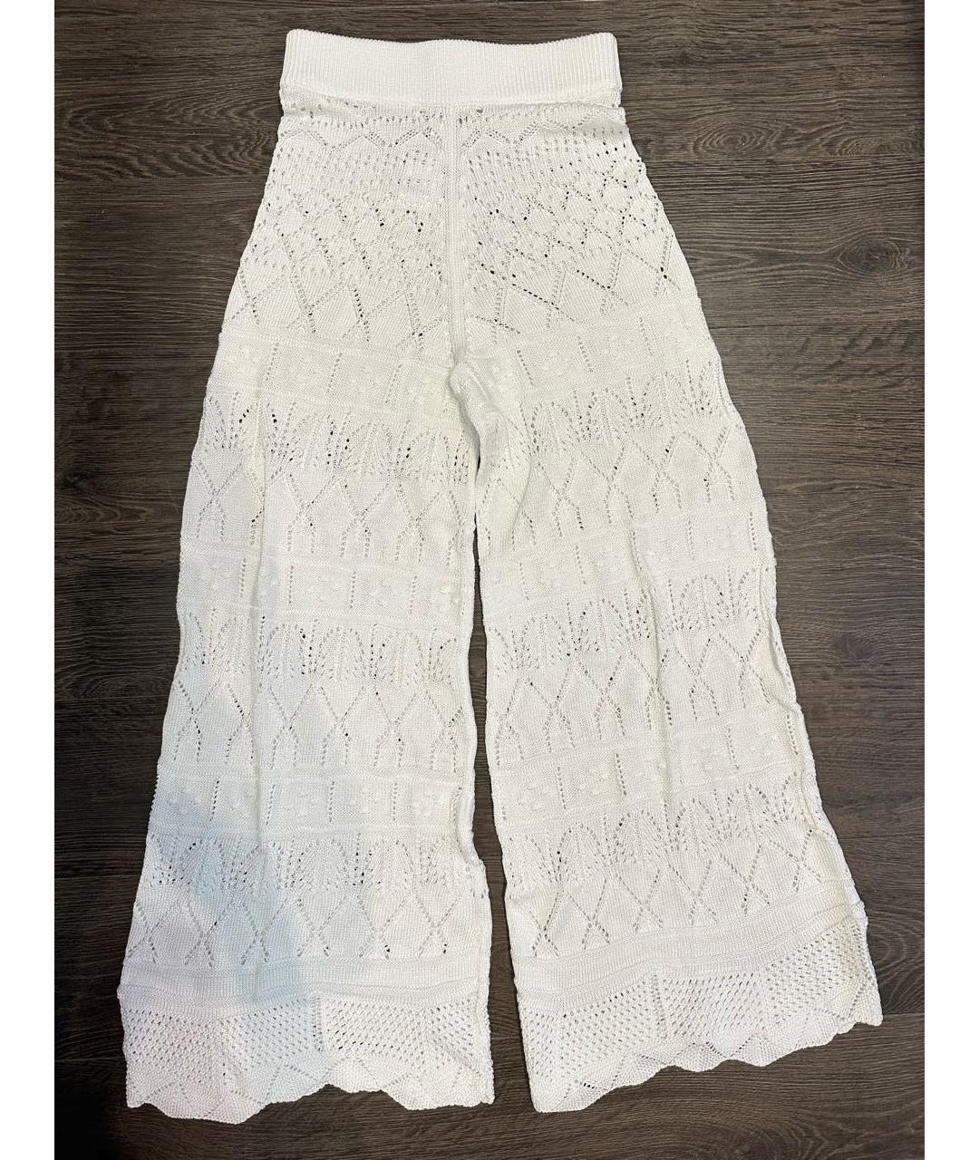 ERES Белые хлопко-эластановые прямые брюки, фото 2