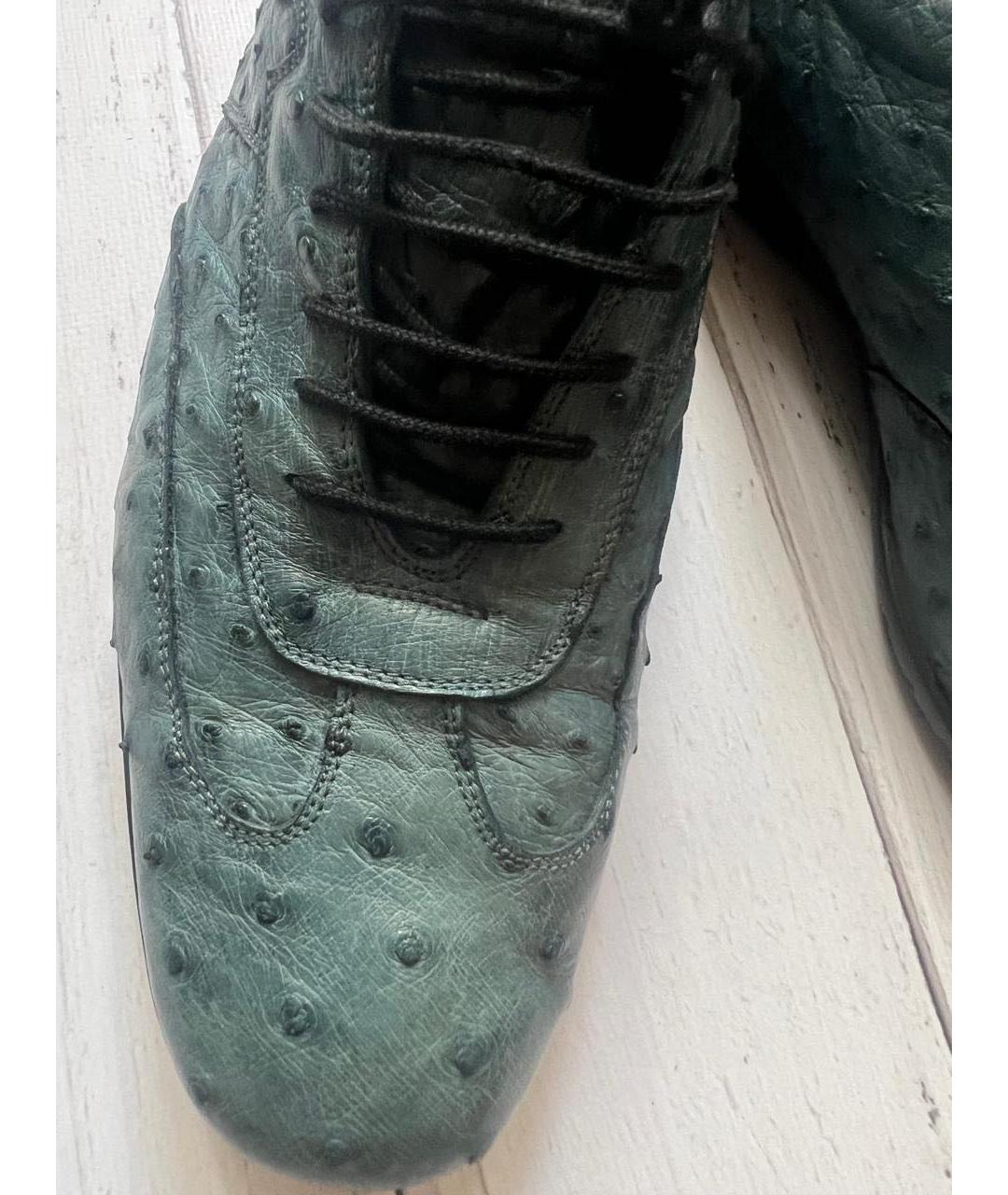 ZILLI Зеленые низкие кроссовки / кеды из экзотической кожи, фото 4