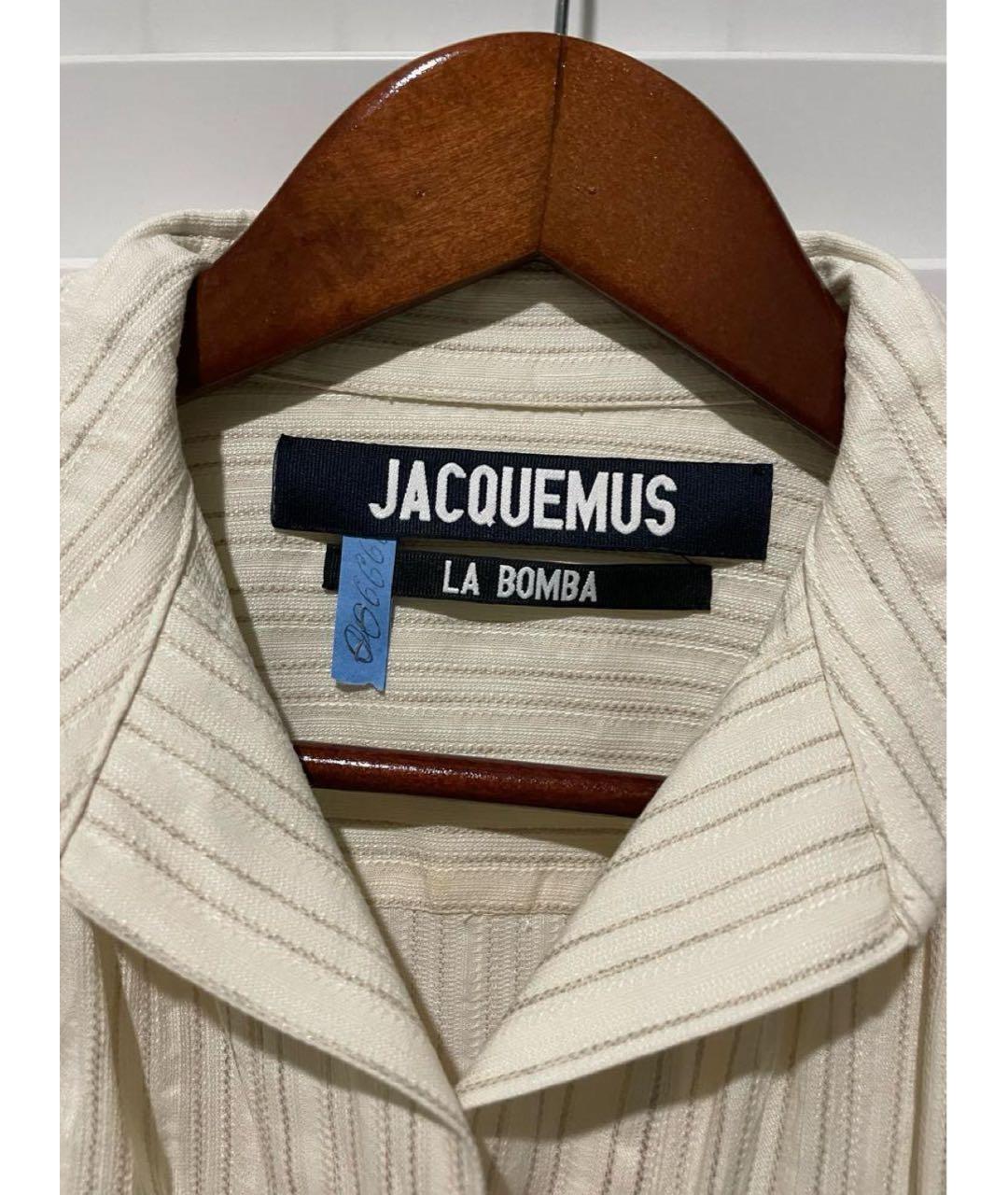 JACQUEMUS Бежевое хлопковое коктейльное платье, фото 3