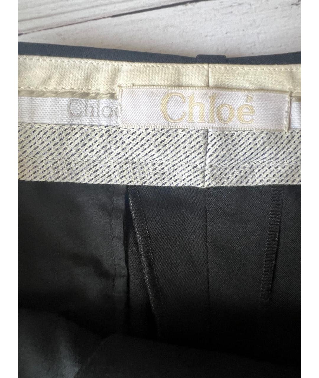 CHLOE Черные шерстяные прямые брюки, фото 4
