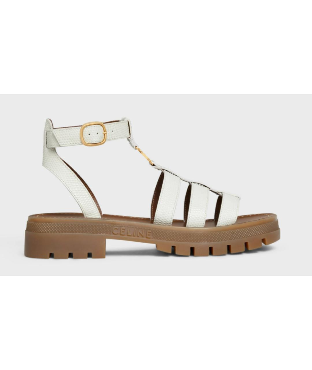 CELINE Белые кожаные сандалии, фото 6