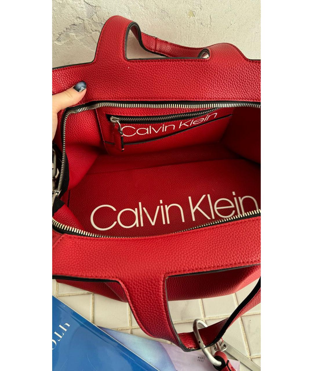 CALVIN KLEIN Красная сумка тоут из искусственной кожи, фото 5