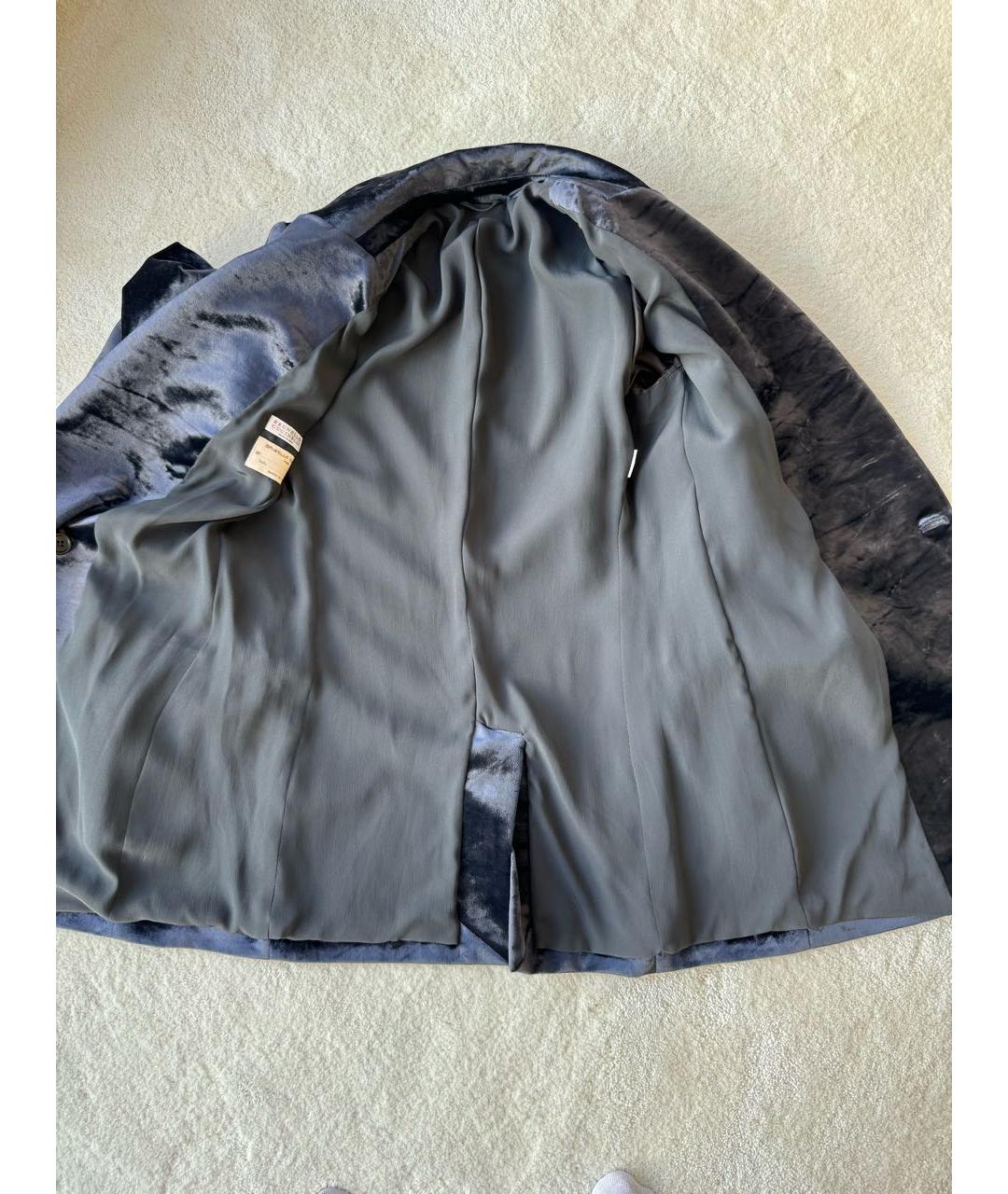 BRUNELLO CUCINELLI Темно-синий бархатный жакет/пиджак, фото 5