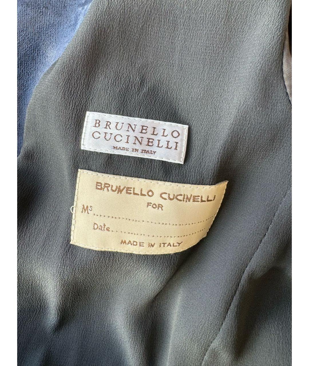 BRUNELLO CUCINELLI Темно-синий бархатный жакет/пиджак, фото 3