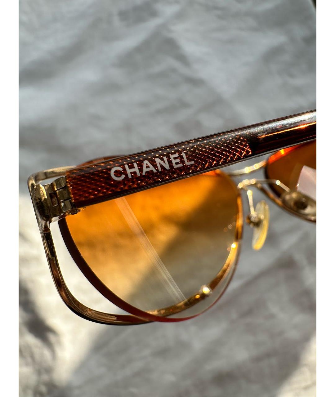 CHANEL PRE-OWNED Оранжевое пластиковые солнцезащитные очки, фото 3