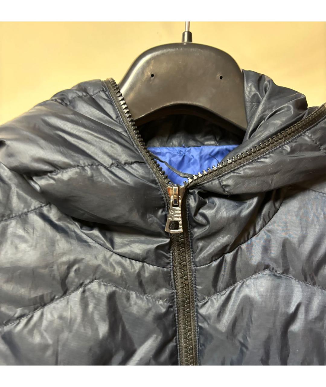 EA7 Темно-синяя полиэстеровая куртка, фото 5