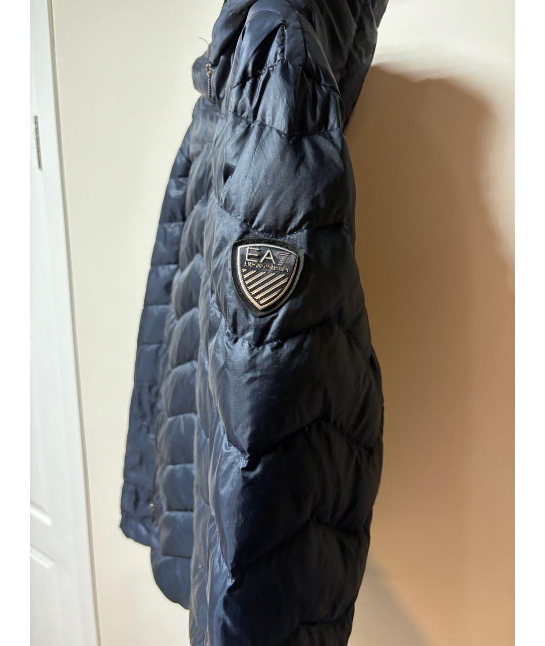 EA7 Темно-синяя полиэстеровая куртка, фото 4