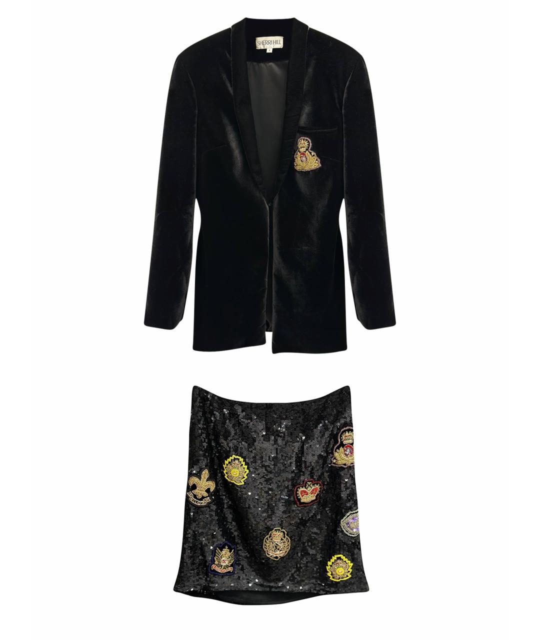 SHERRI HILL Черный бархатный костюм с юбками, фото 1