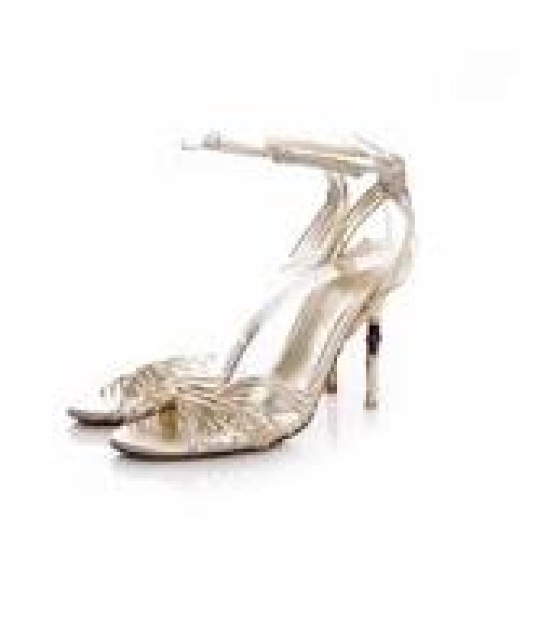 GUCCI Золотые кожаные босоножки, фото 6