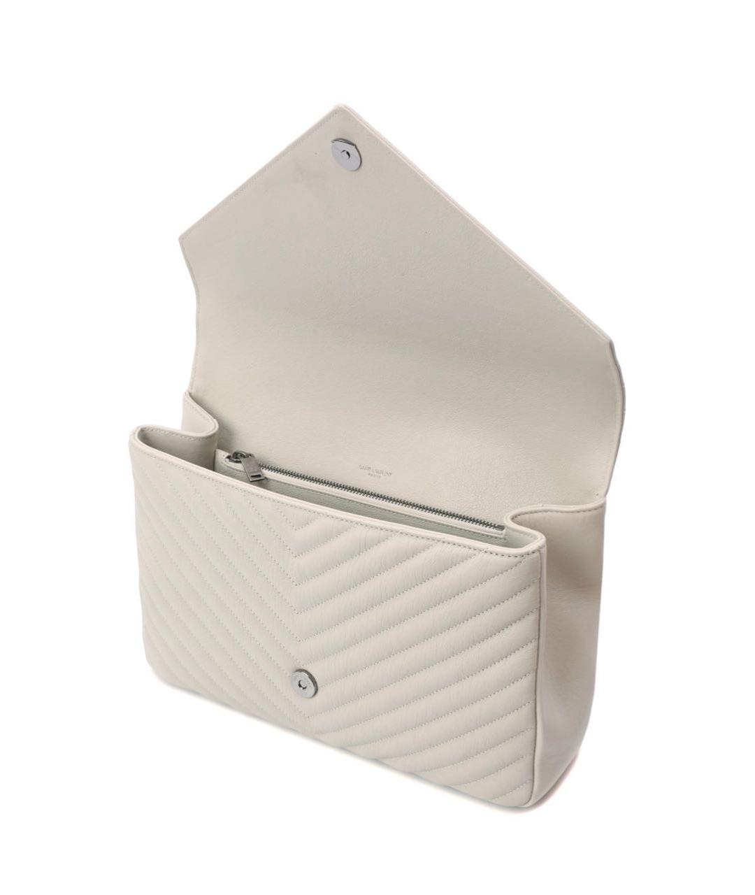 SAINT LAURENT Белая кожаная сумка через плечо, фото 3