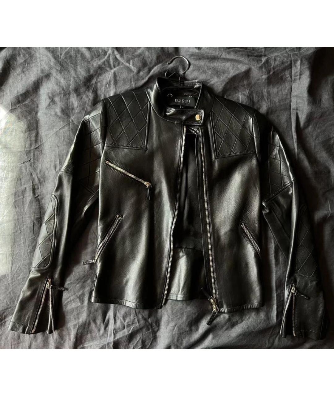 GUCCI Черная кожаная куртка, фото 5