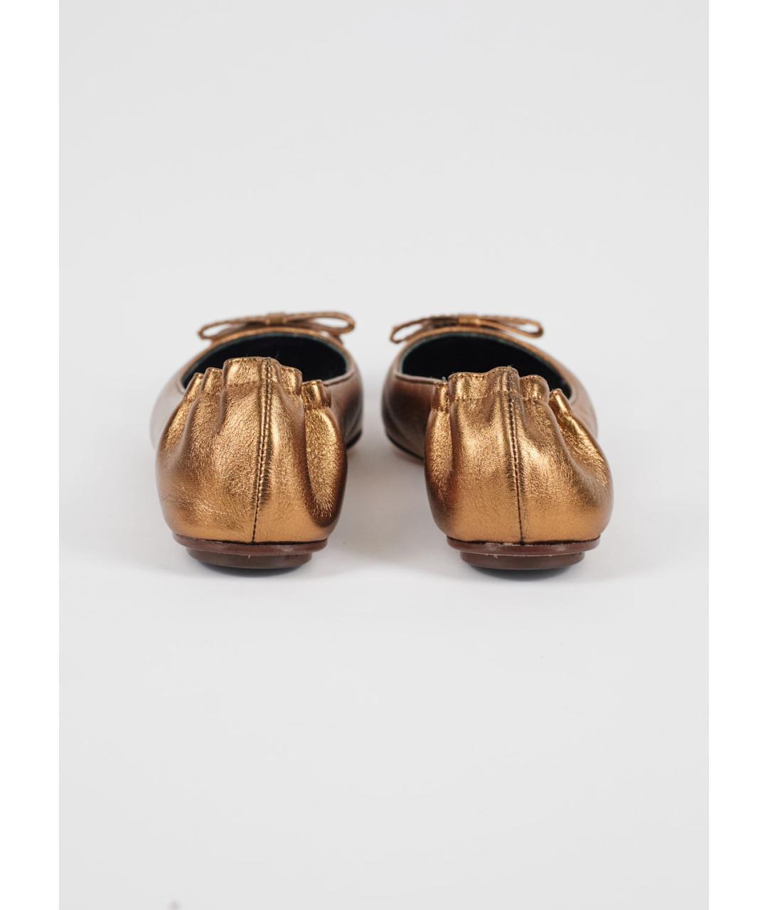 DOLCE&GABBANA Золотые кожаные балетки, фото 4