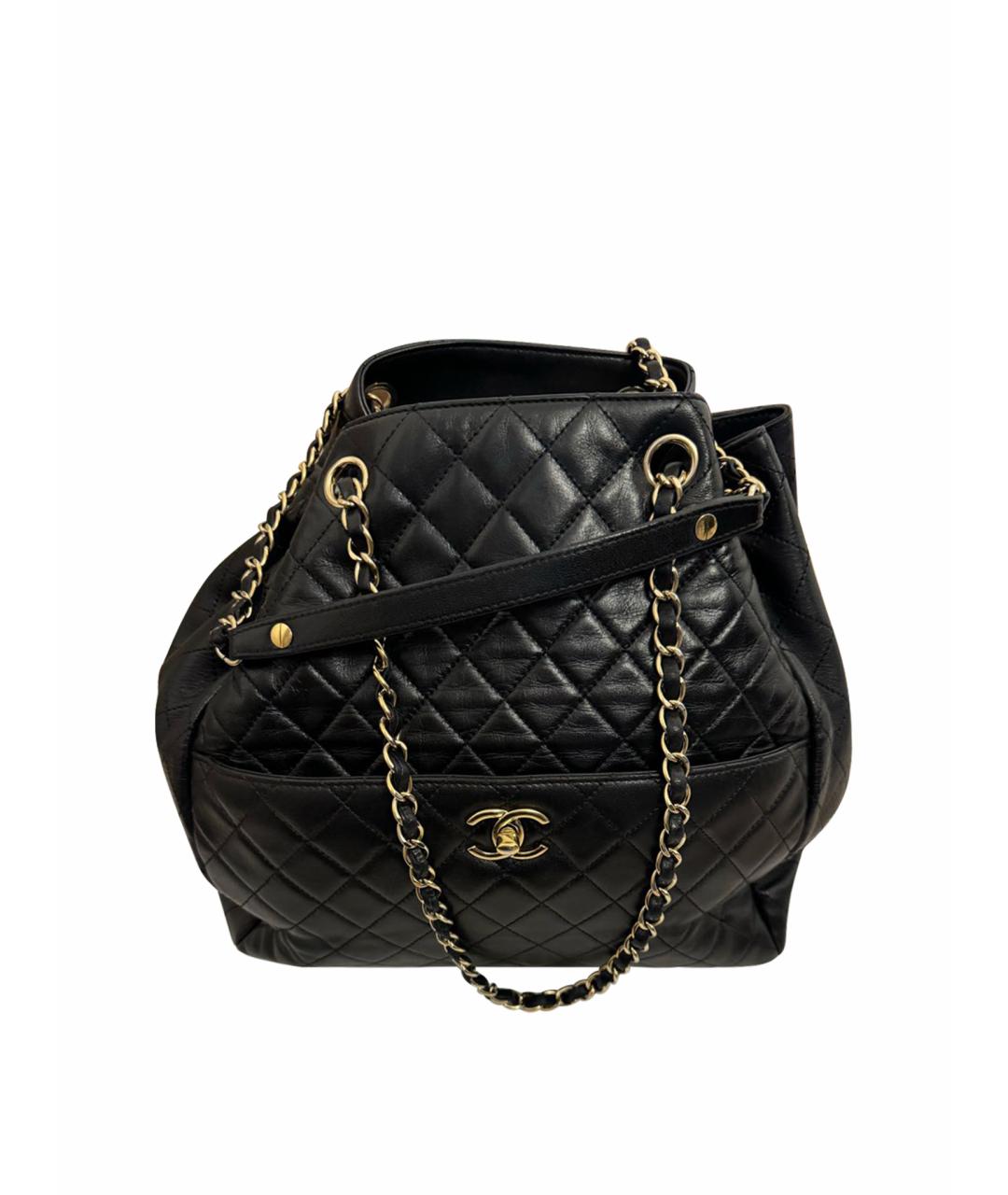 CHANEL PRE-OWNED Черная кожаная сумка тоут, фото 1