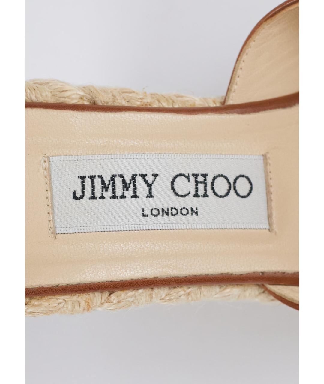 JIMMY CHOO Коричневые кожаные сабо, фото 5