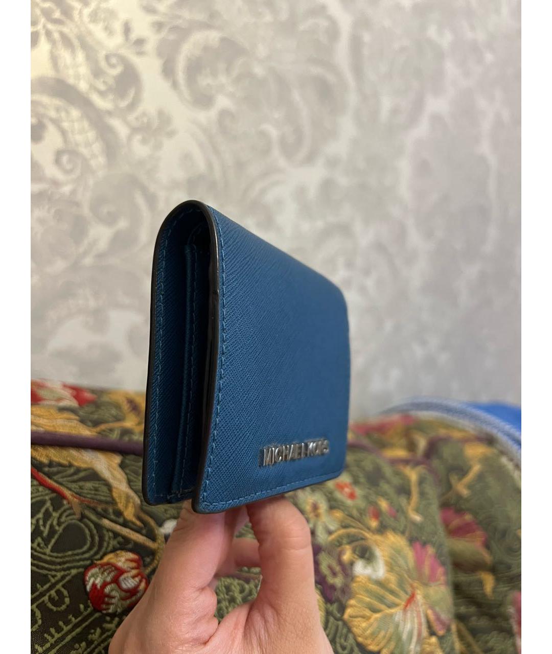 MICHAEL KORS Синий кожаный кошелек, фото 2