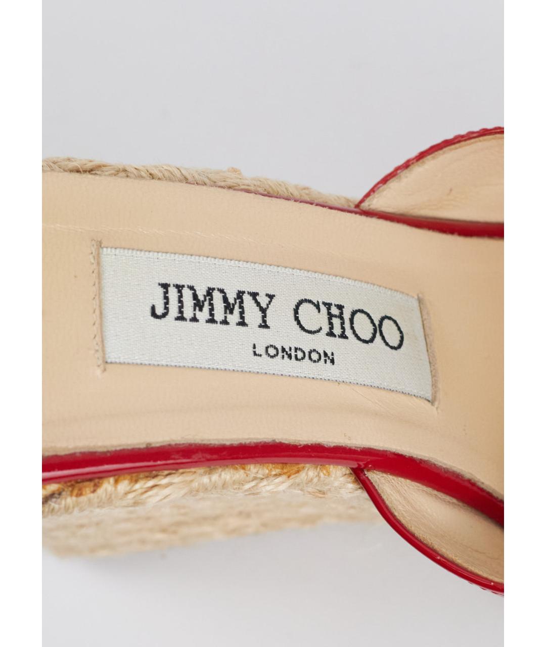 JIMMY CHOO Красные кожаные сабо, фото 5
