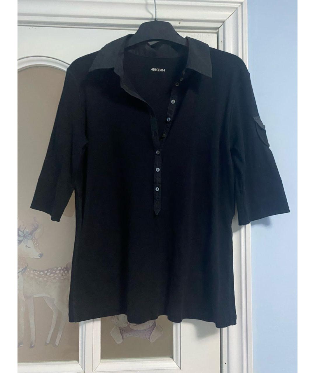 MARC CAIN Черная хлопко-эластановая блузы, фото 4