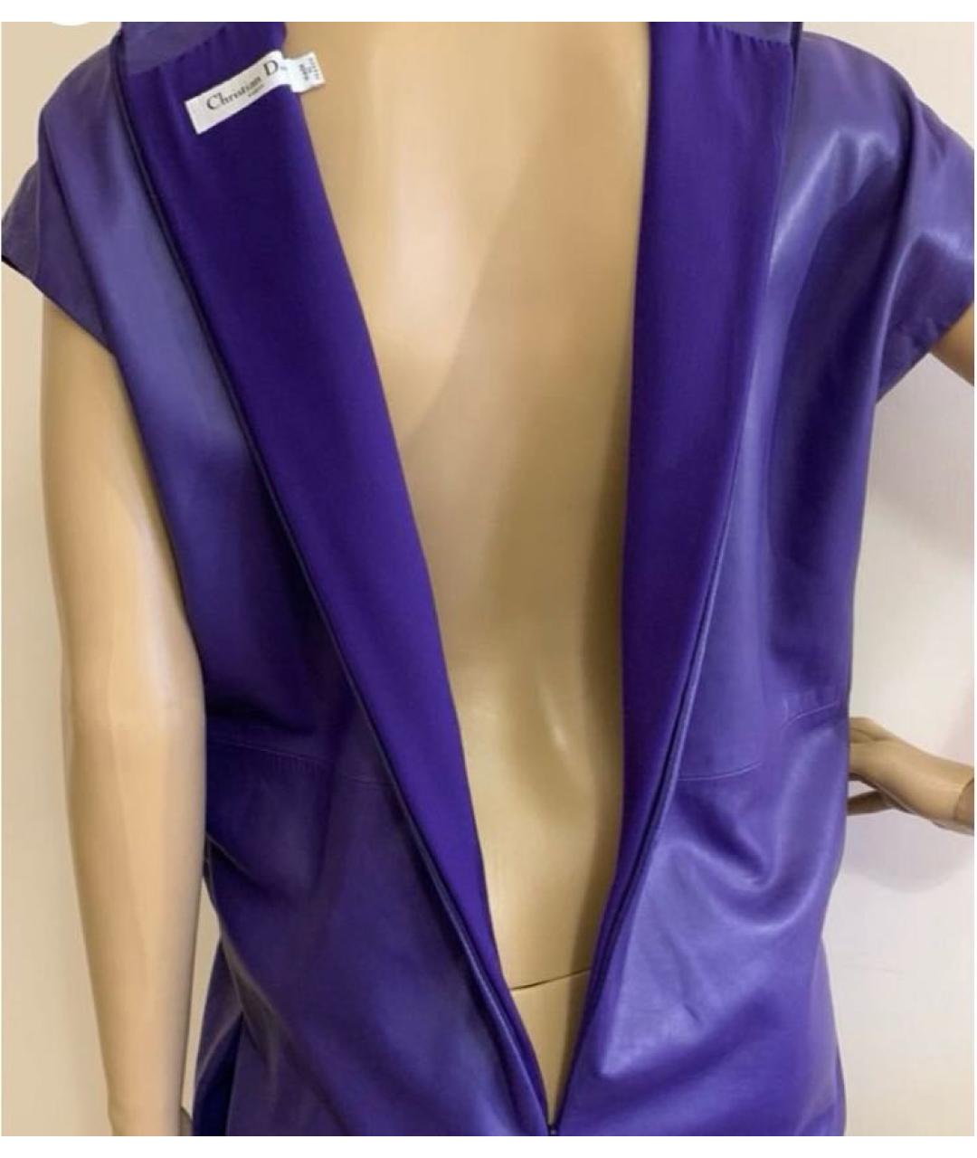 CHRISTIAN DIOR PRE-OWNED Фиолетовое кожаное коктейльное платье, фото 3