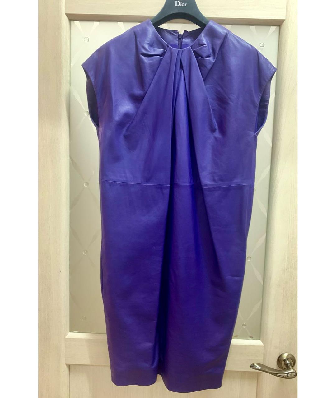 CHRISTIAN DIOR PRE-OWNED Фиолетовое кожаное коктейльное платье, фото 6