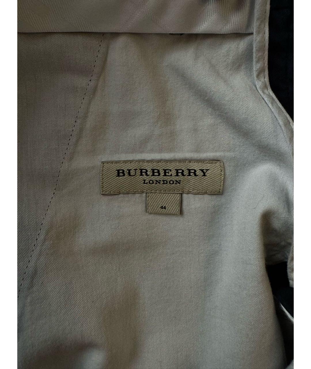 BURBERRY Темно-синие хлопковые брюки чинос, фото 4