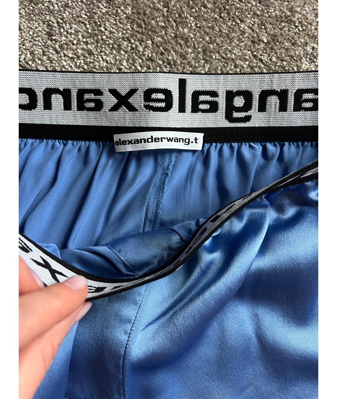 ALEXANDER WANG Голубые шелковые прямые брюки, фото 3