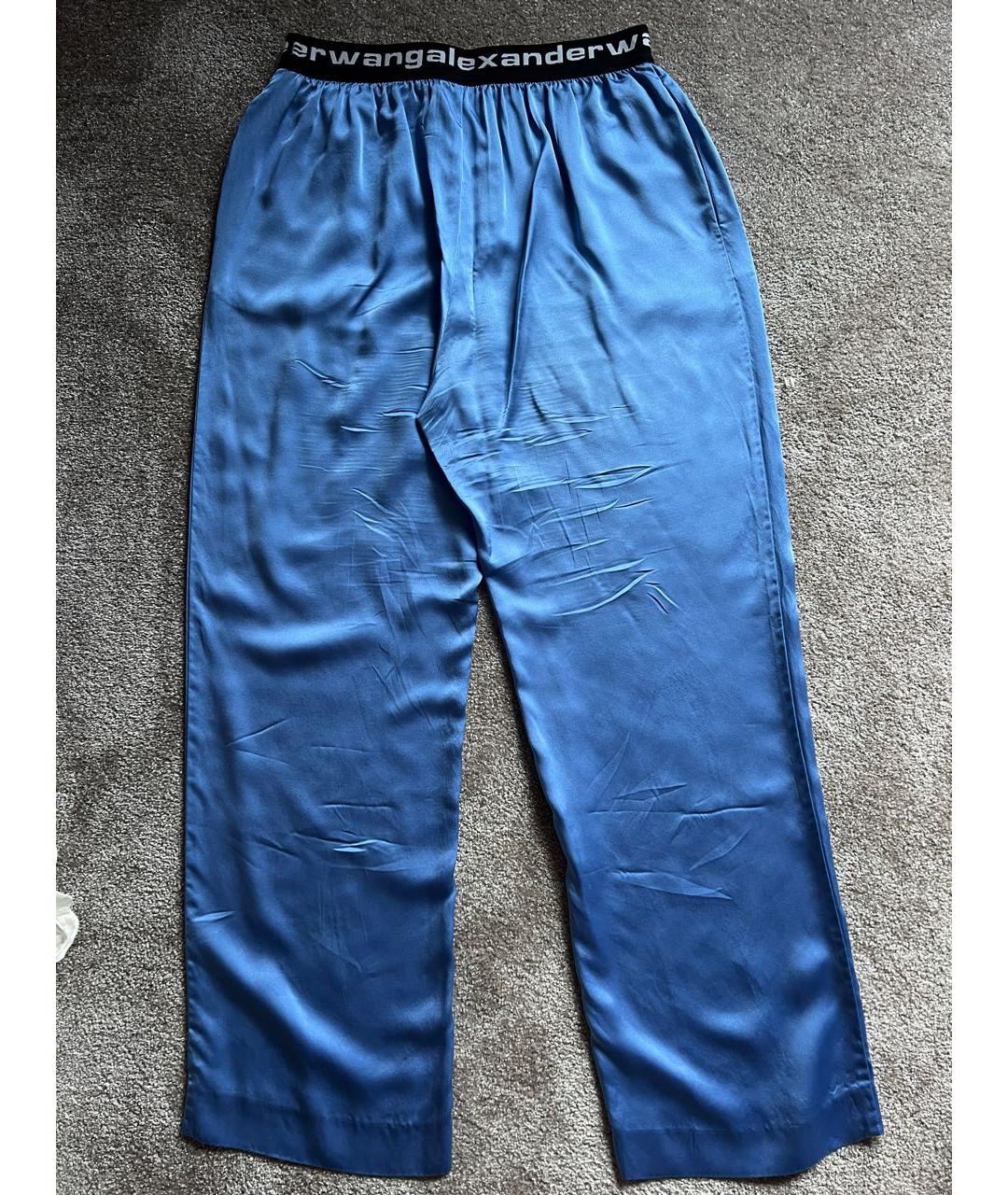ALEXANDER WANG Голубые шелковые прямые брюки, фото 2