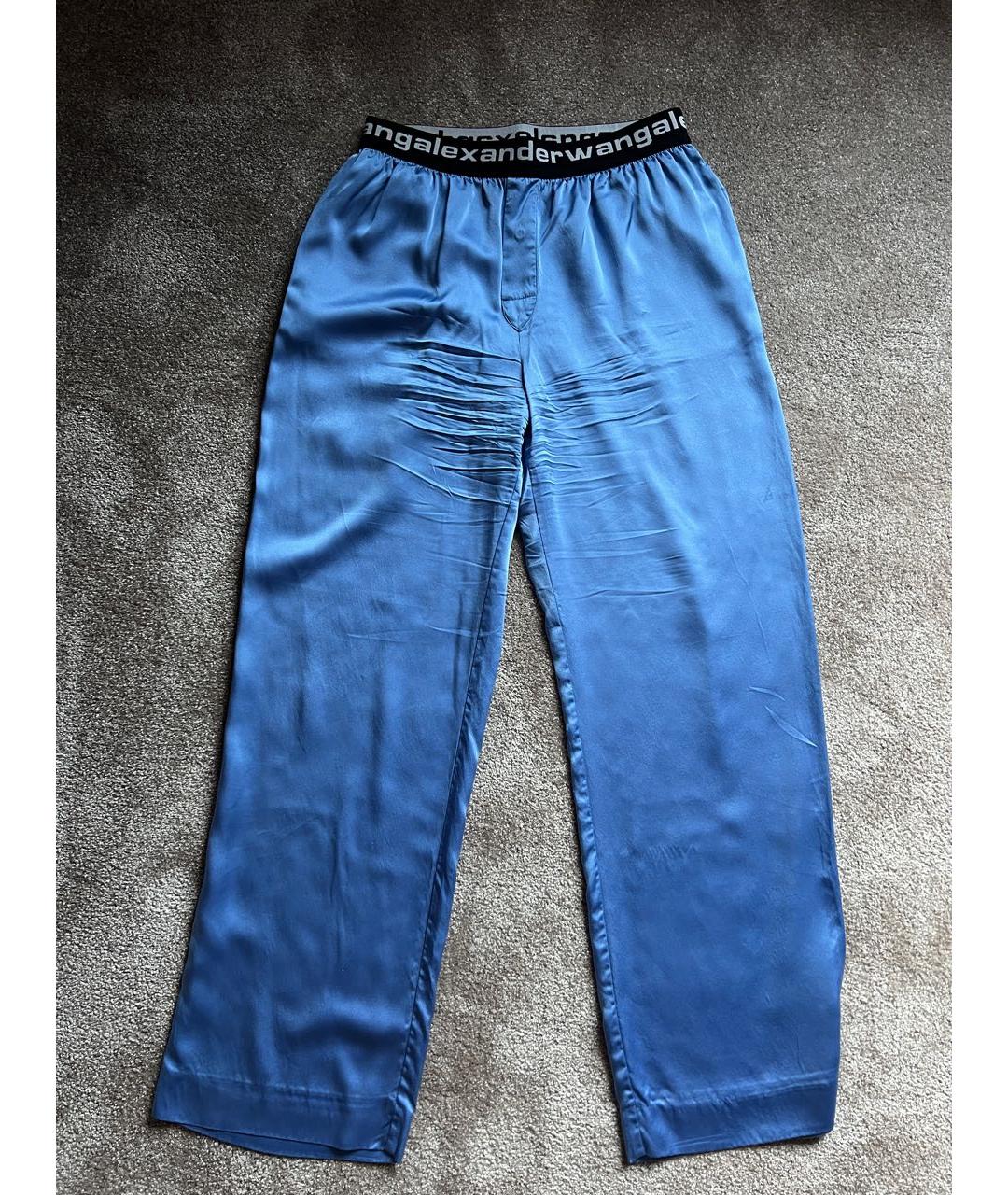 ALEXANDER WANG Голубые шелковые прямые брюки, фото 6