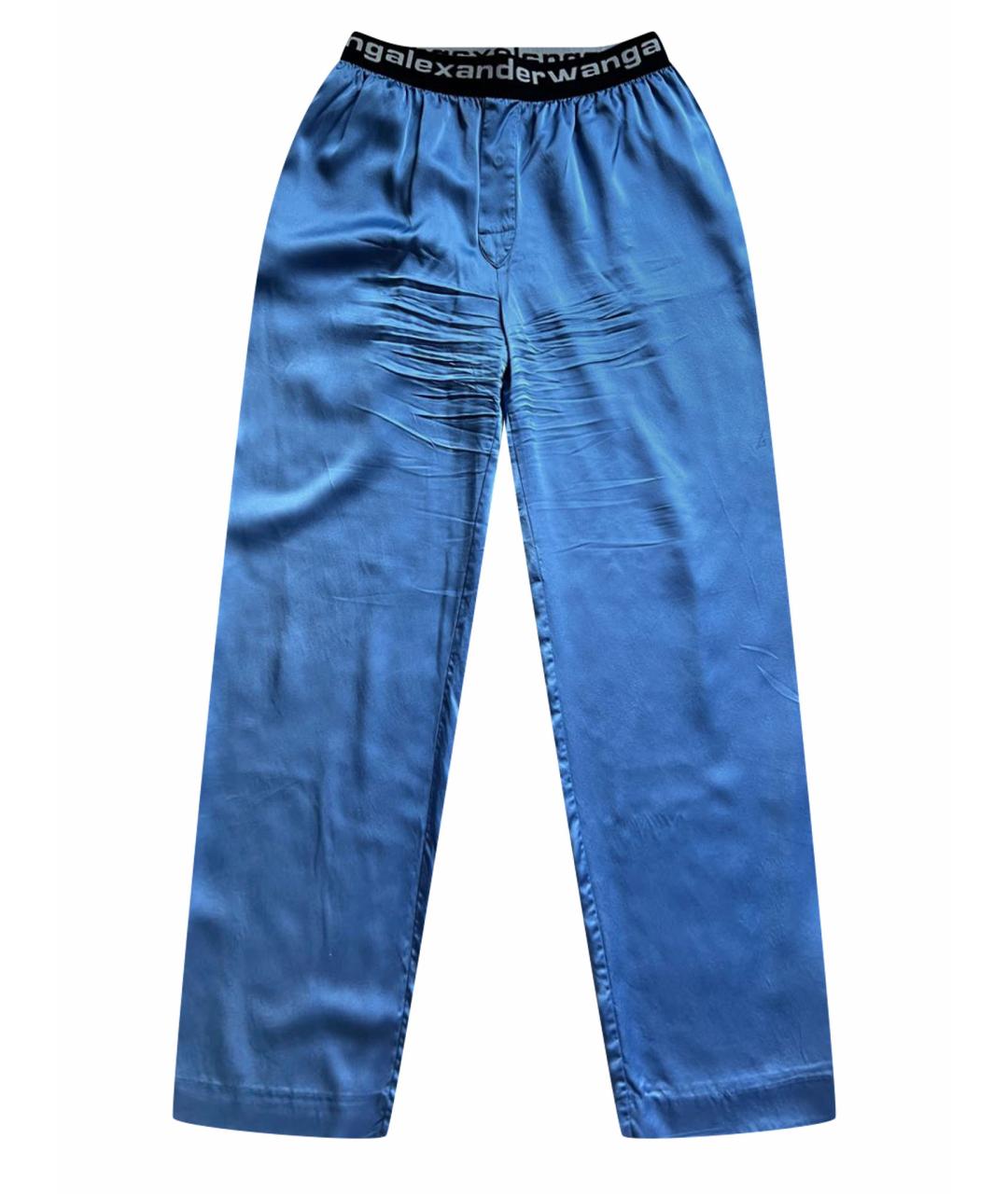 ALEXANDER WANG Голубые шелковые прямые брюки, фото 1