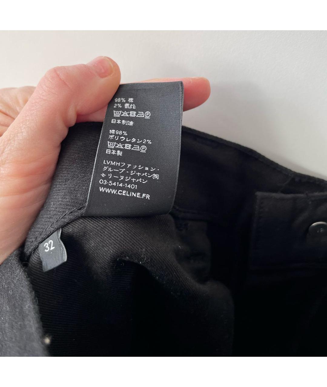 CELINE PRE-OWNED Черные хлопко-эластановые джинсы слим, фото 7