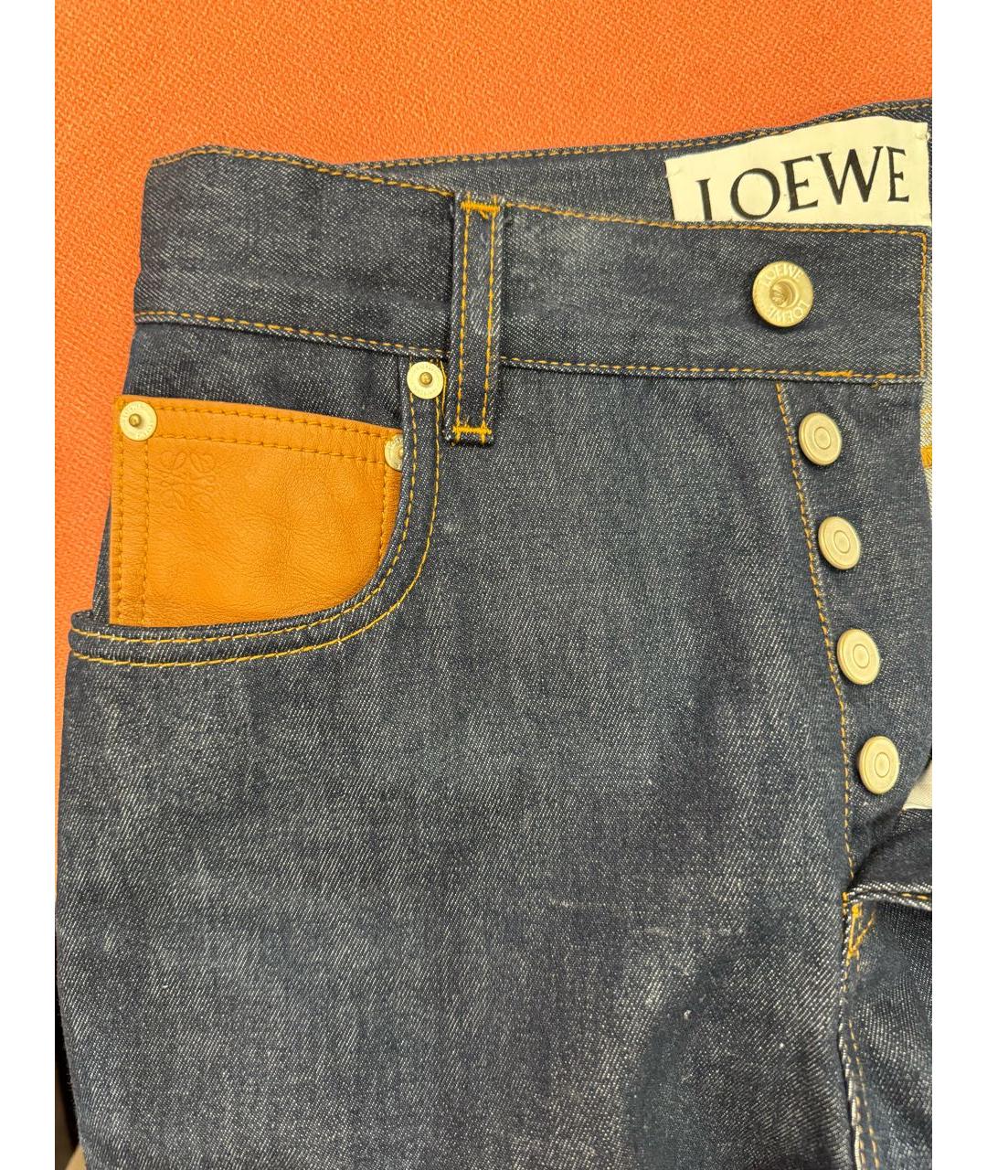 LOEWE Темно-синие хлопковые прямые джинсы, фото 4