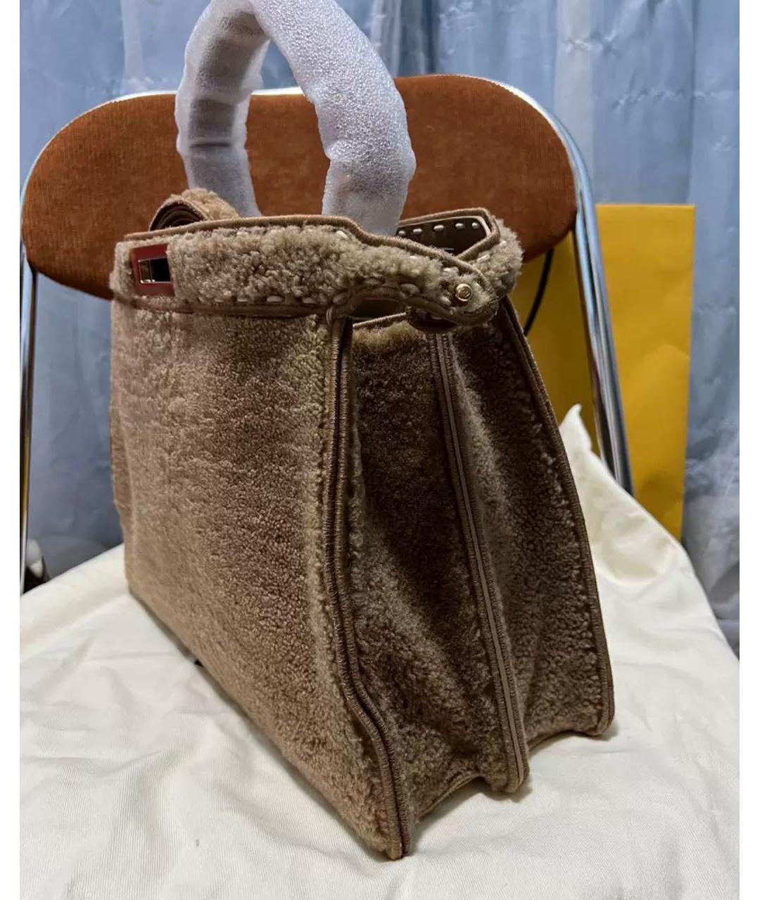 FENDI Коричневая шерстяная сумка через плечо, фото 4
