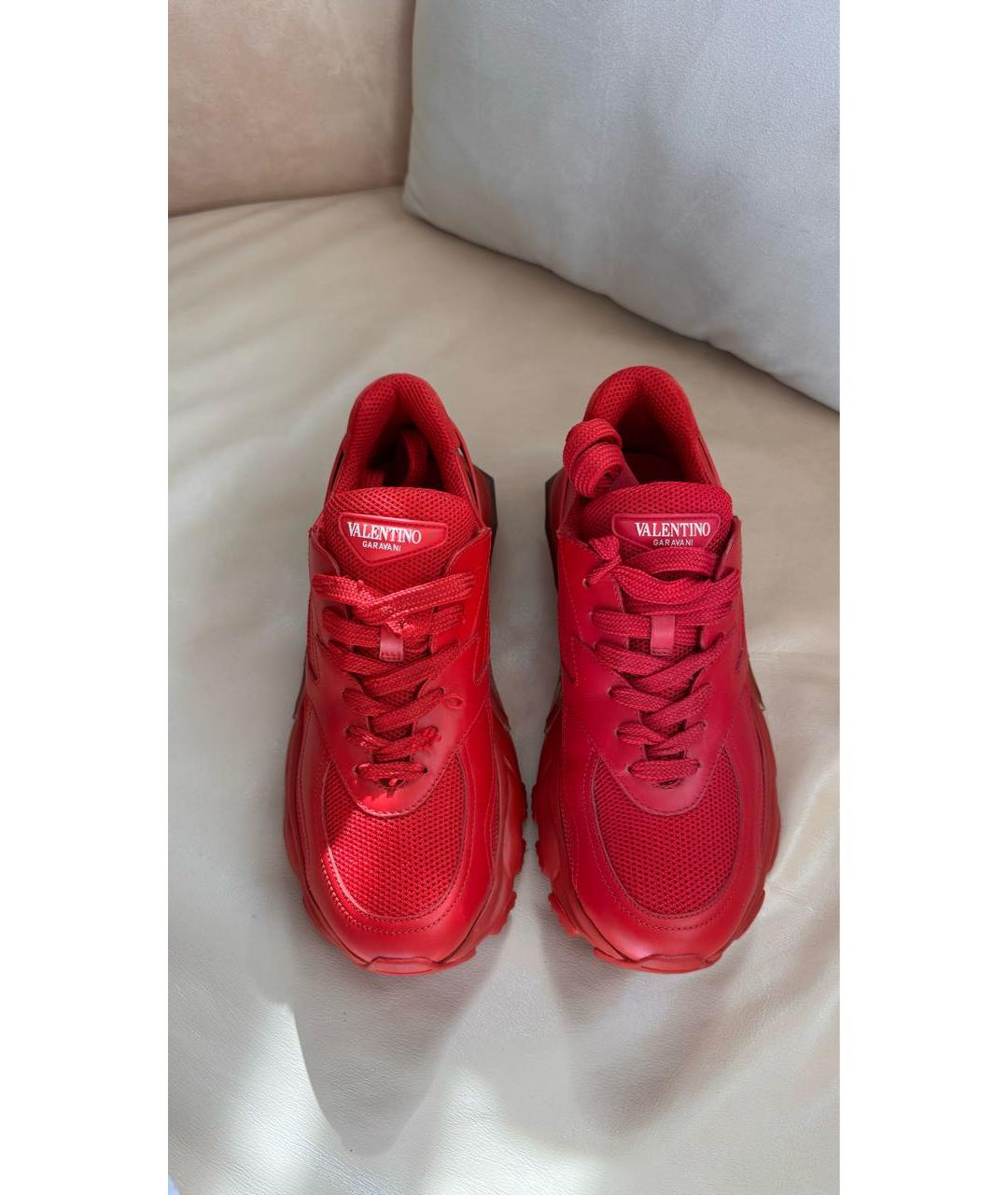 VALENTINO Красные кожаные кроссовки, фото 2