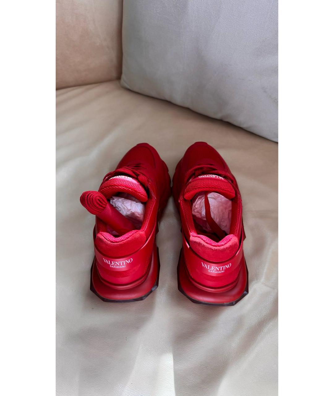 VALENTINO Красные кожаные кроссовки, фото 3