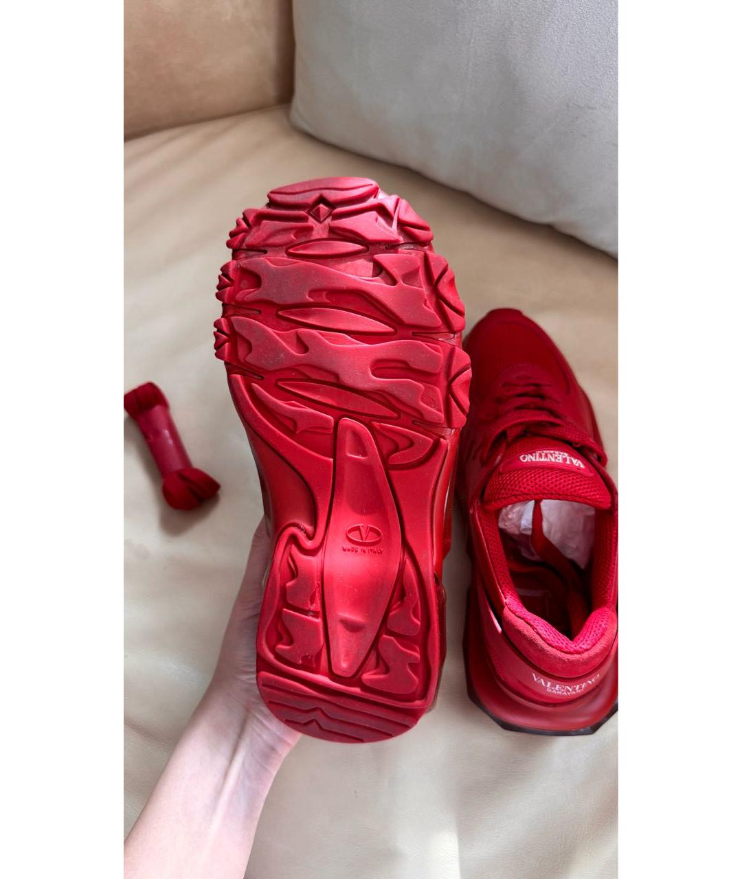 VALENTINO Красные кожаные кроссовки, фото 4