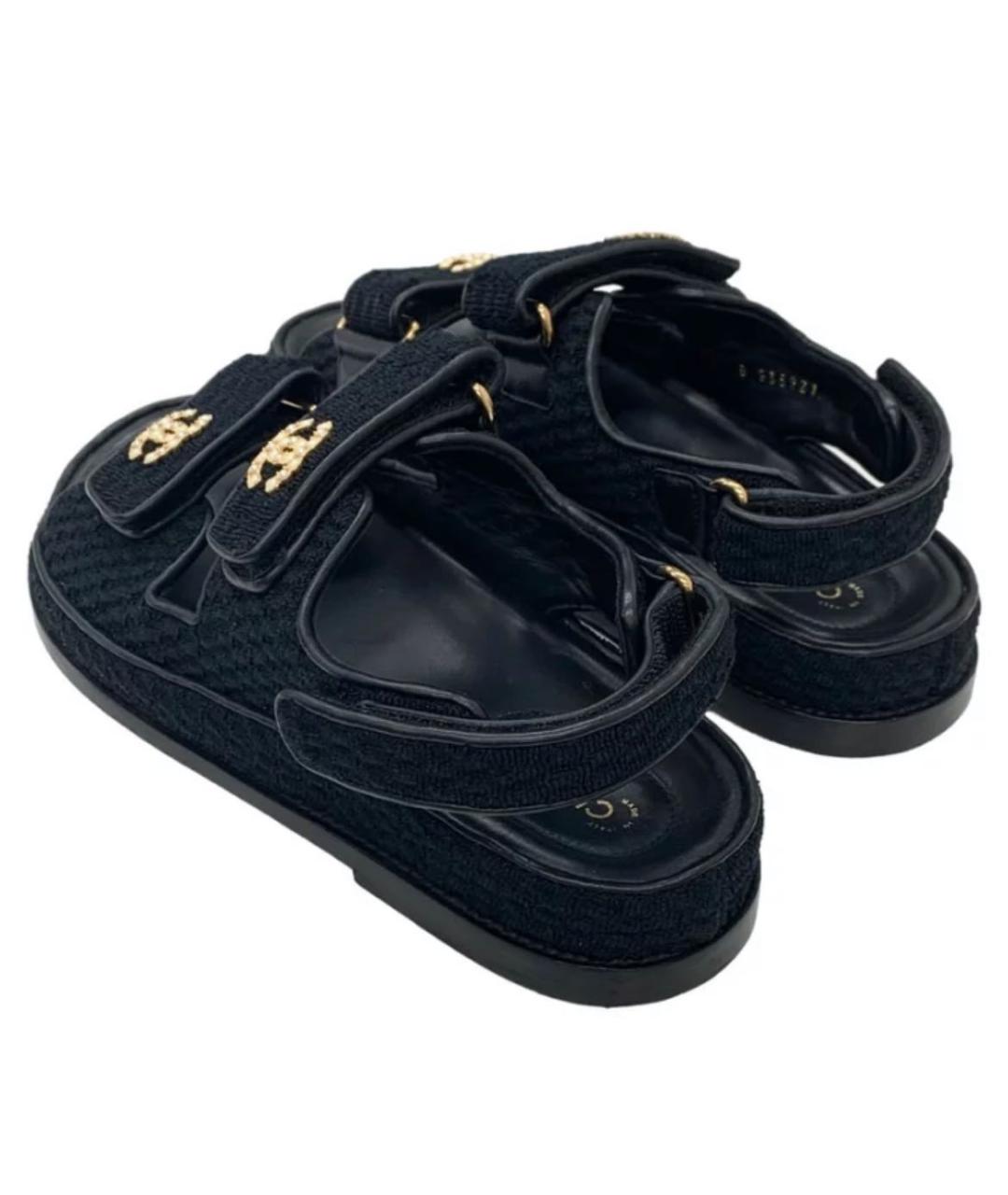 CHANEL PRE-OWNED Черные текстильные сандалии, фото 2