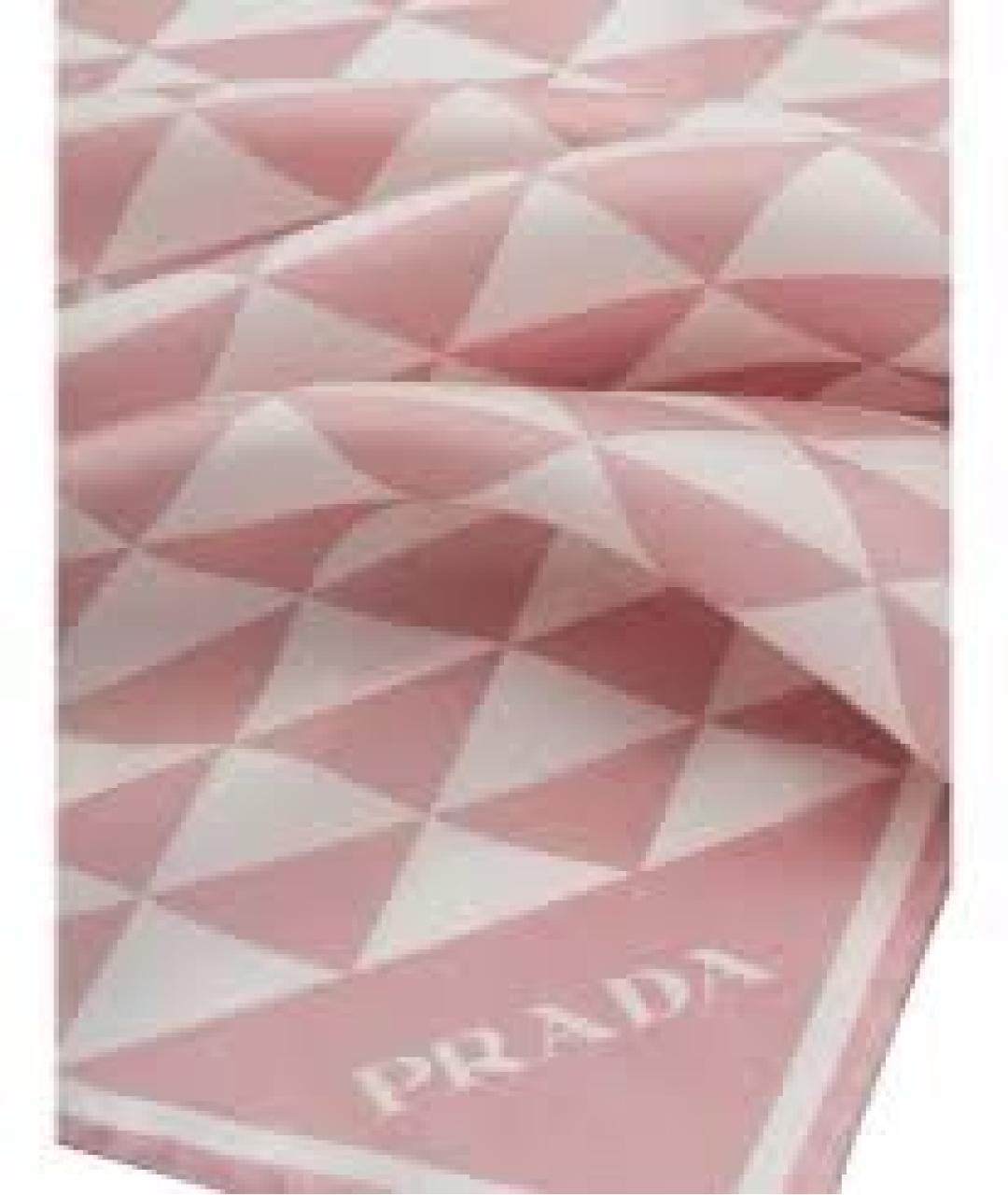 PRADA Розовый шелковый шарф, фото 2