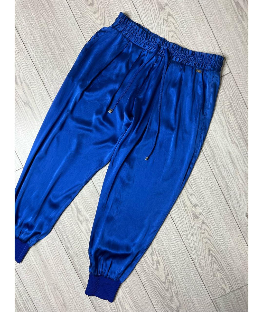 ICEBERG Синие шелковые брюки широкие, фото 2