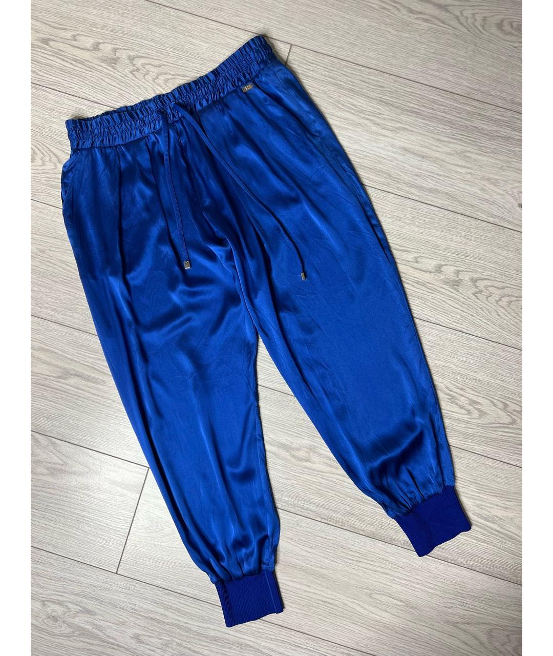 ICEBERG Синие шелковые брюки широкие, фото 7