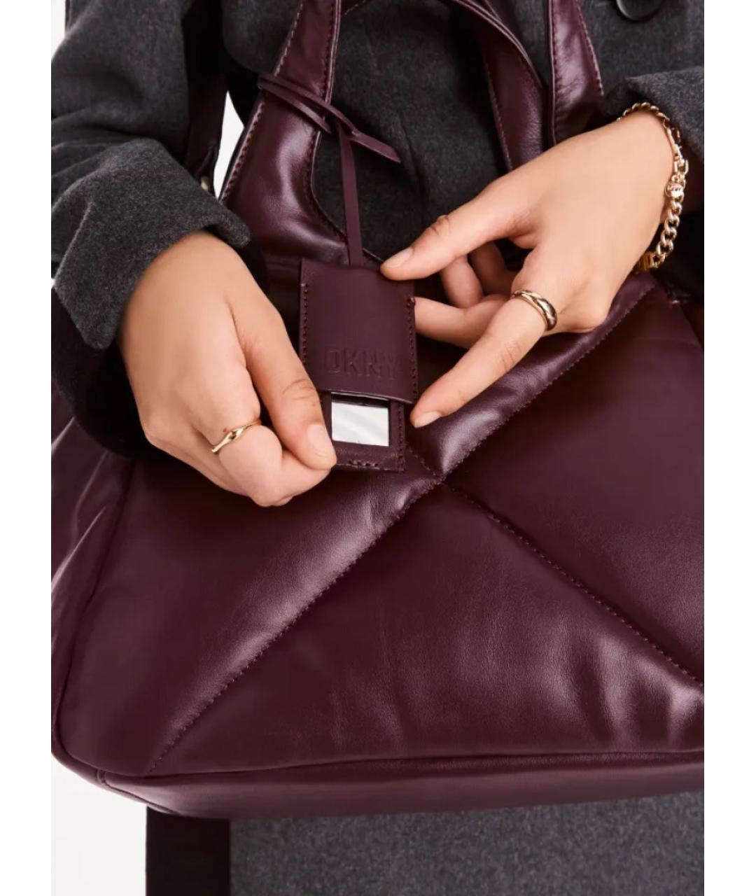 DKNY Бордовая кожаная сумка через плечо, фото 8